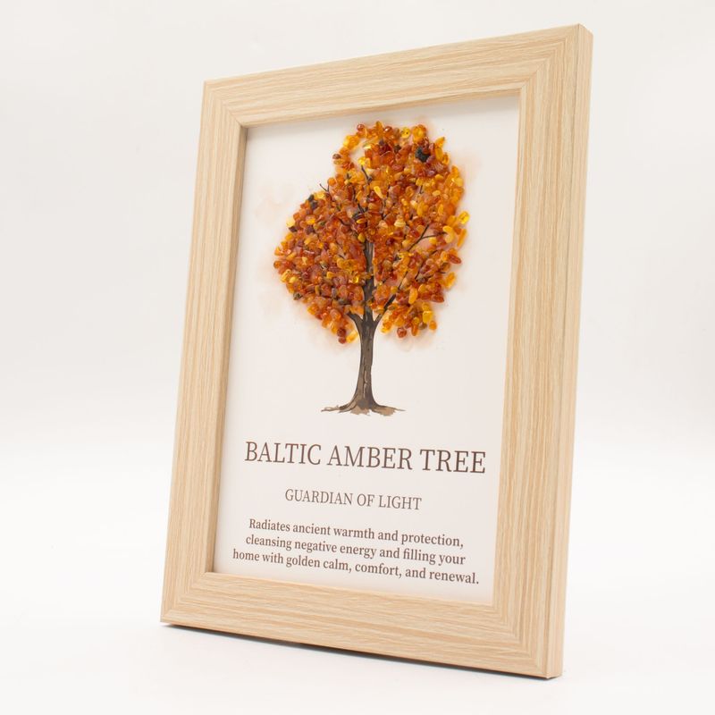 Edelsteinbild - Baum des Lebens - Baltischer Bernstein (20x14.7x1cm)