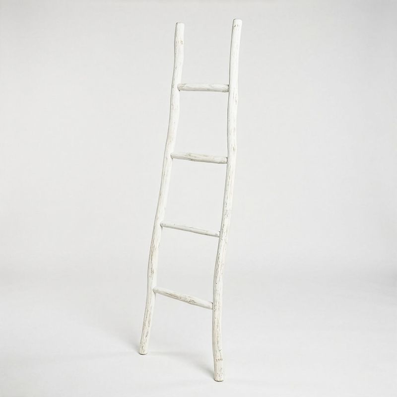 Große Kemu-Holzleiter - 1,5 m - Weißwash-Finish - Japanischer Stil