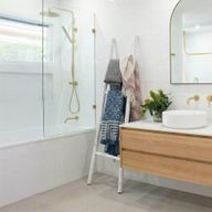 Große Kemu-Holzleiter - 1,5 m - Weißwash-Finish - Japanischer Stil