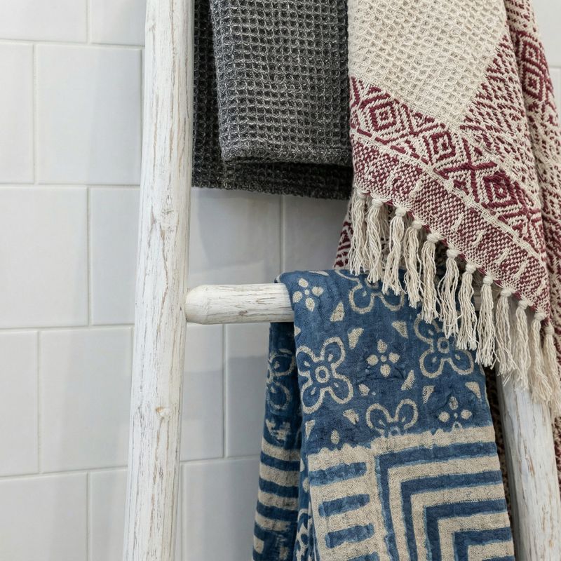 Große Kemu-Holzleiter - 1,5 m - Weißwash-Finish - Japanischer Stil