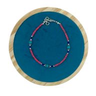 Nepalesisches Armband mit extrafeinen Edelsteinen – rosa Korallen und türkisfarbene Perlen
