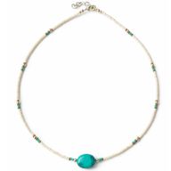 Fine Nepalese Howlite & Turquoise Bead Pendant- Necklace (42cm)