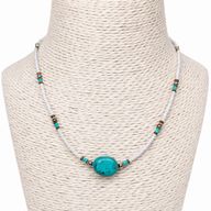 Fine Nepalese Howlite & Turquoise Bead Pendant- Necklace (42cm)