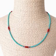 Fine Nepalese Turquoise & Coralite - Lapis Detail Necklace - (42cm)