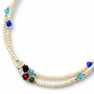 Feine nepalesische Doppellinien-Fußkette aus Howlith und facettierten Perlen - (22 cm)