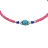 Nepalesisches Armband mit extrafeinen Edelsteinen – rosa Korallen und türkisfarbene Perlen