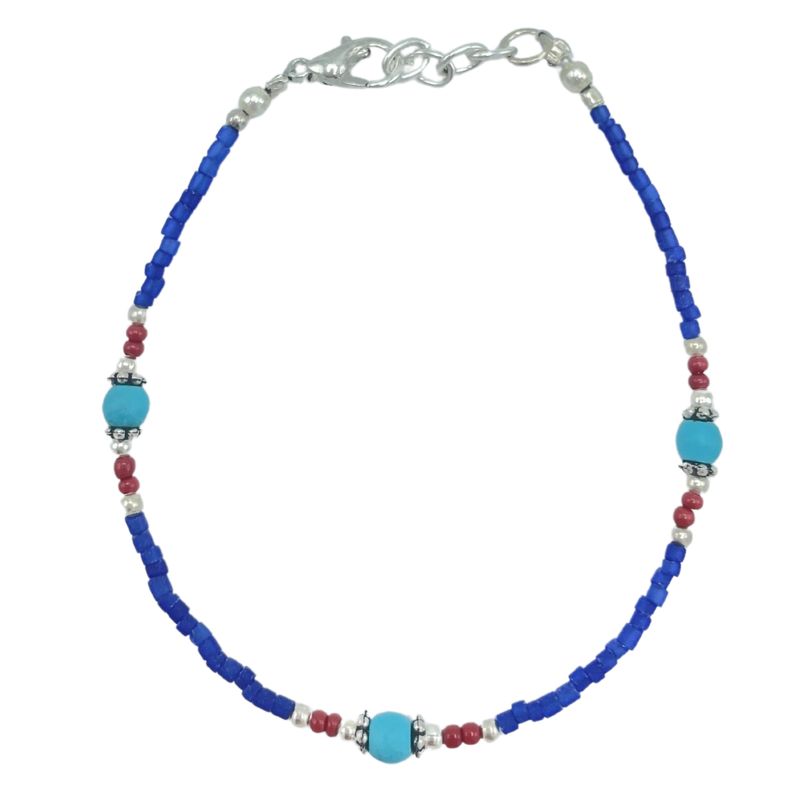 Nepalesisches Armband mit extra feinem Edelstein - Blauer Onyx
