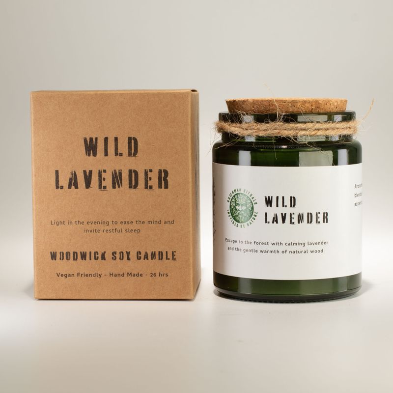 Woodwick Sojawachskerze - Wilder Lavendel