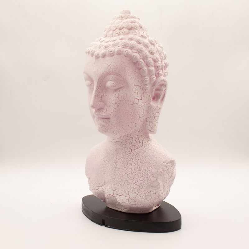 Buddha-Büste Lampe Kirsch-Craquelé - Ovaler Stand