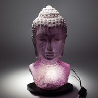Buddha-Büste-Lampe Lavendel-Craquelé – Ovalständer