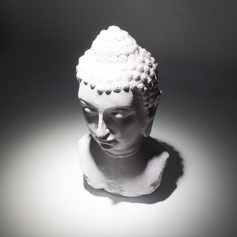Buddha-Büste-Lampe Lavendel-Craquelé – Ovalständer