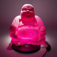 Lachender Buddha Lampe Drachenfrucht - runder Stand