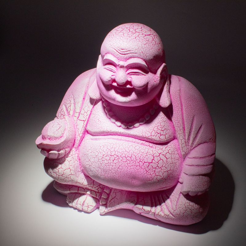 Lachender Buddha Lampe Drachenfrucht - runder Stand