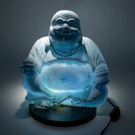 Lachende Buddha-Lampe Himmelblau - Rundständer