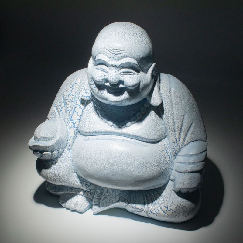 Lachende Buddha-Lampe Himmelblau - Rundständer