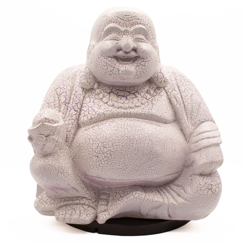 Lachende Buddha-Lampe Lavendel-Krackle - Runder Ständer