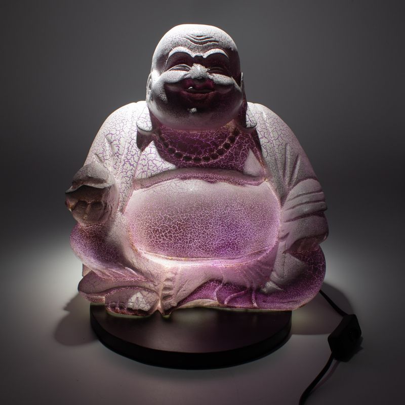 Lachende Buddha-Lampe Lavendel-Krackle - Runder Ständer