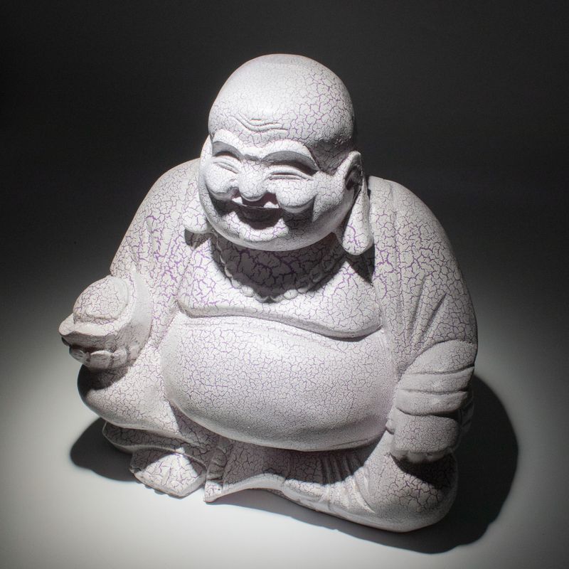 Lachende Buddha-Lampe Lavendel-Krackle - Runder Ständer