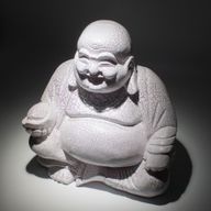 Lachende Buddha-Lampe Lavendel-Krackle - Runder Ständer