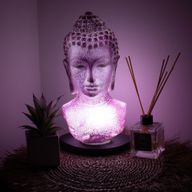 Buddha-Büste-Lampe Lavendel-Craquelé – Ovalständer