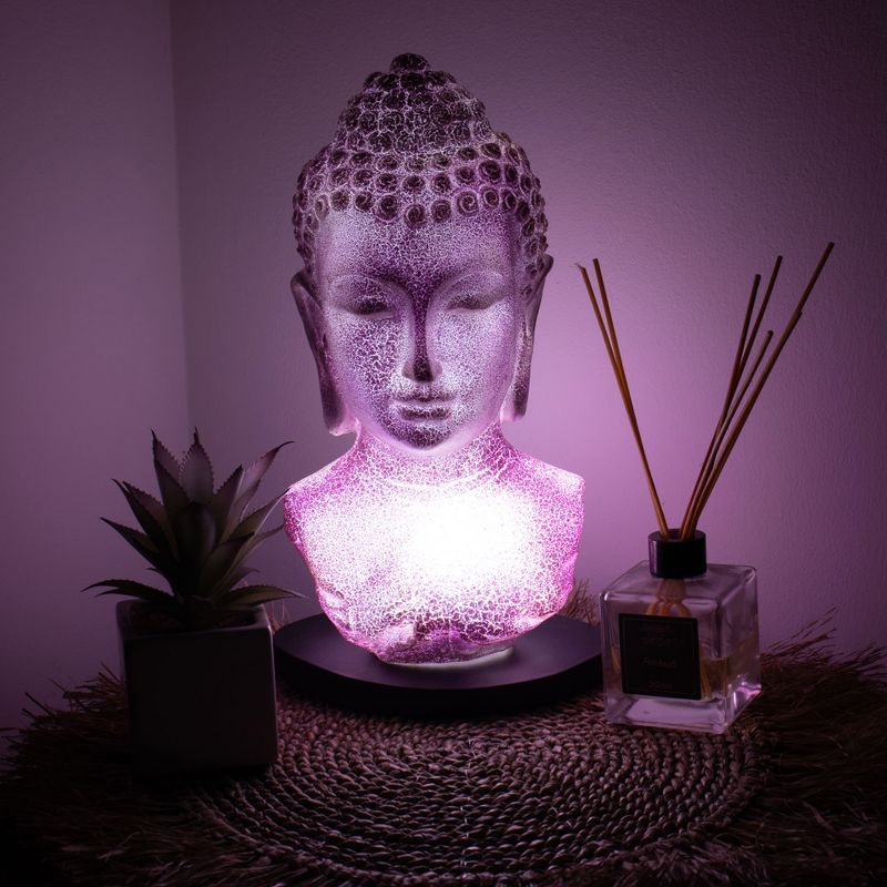 Buddha-Büste-Lampe Lavendel-Craquelé – Ovalständer