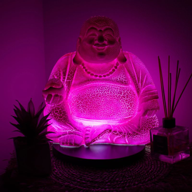 Lachender Buddha Lampe Drachenfrucht - runder Stand