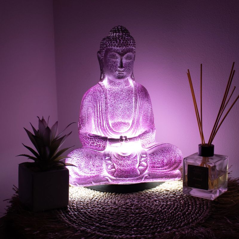 Meditation Buddha-Lampe Lavendel-Krakelee - Ovaler Stand