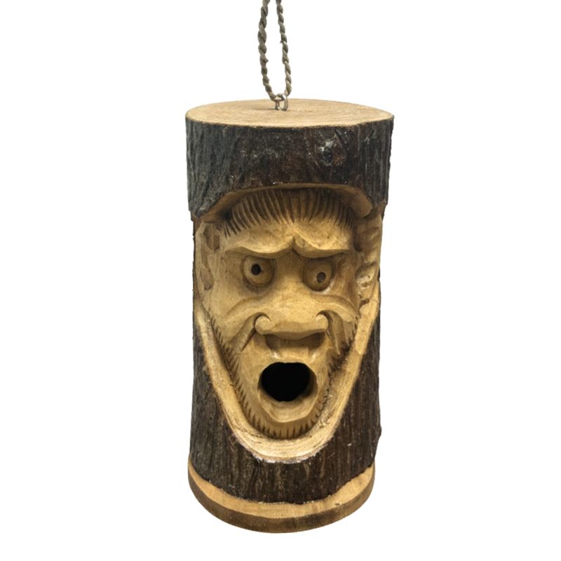 Tree Trunk Face - Bird House - Angry Monkey