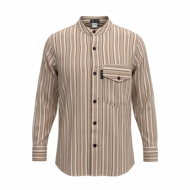 Nomad Sari Großvaterhemd - Braun-Beige - Mittel