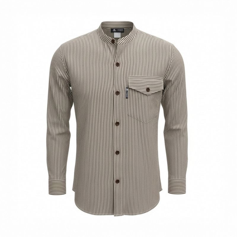 Nomad Sari Grandad Hemd - Grau Stein - Medium