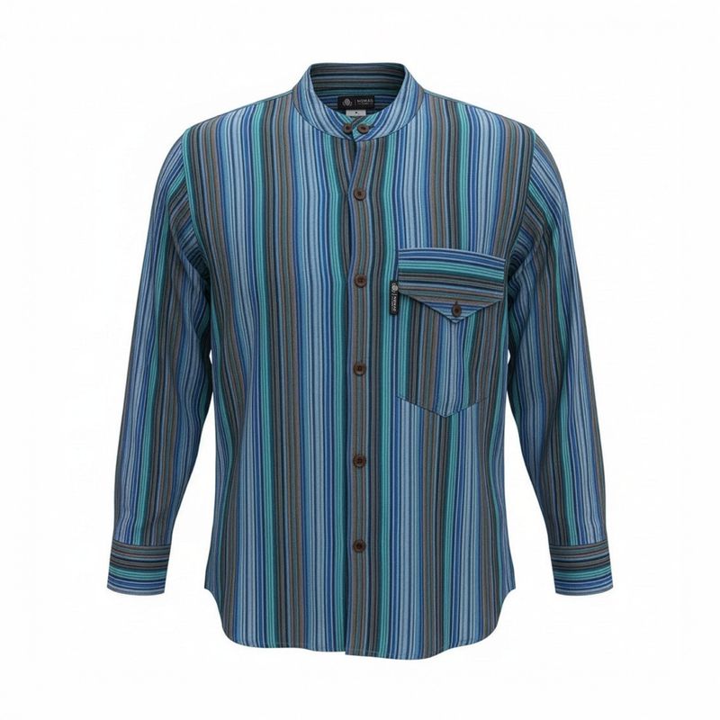 Nomad Sari Großvaterhemd - Türkis - Medium