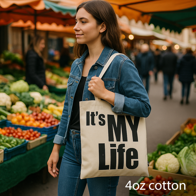Kultige Basic-Tragetasche – IT's MY LIFE – (40 x 36 cm) – Natur 4 oz