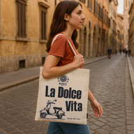 Ikonische Basic-Tragetasche – La Dolce Vita – (40 x 36 cm) – Natur 4 oz