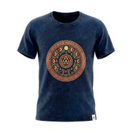 Nomad Sari steinwaschene Baumwoll-T-Shirt - Bleib wild, Mondkind - Blau - Klein