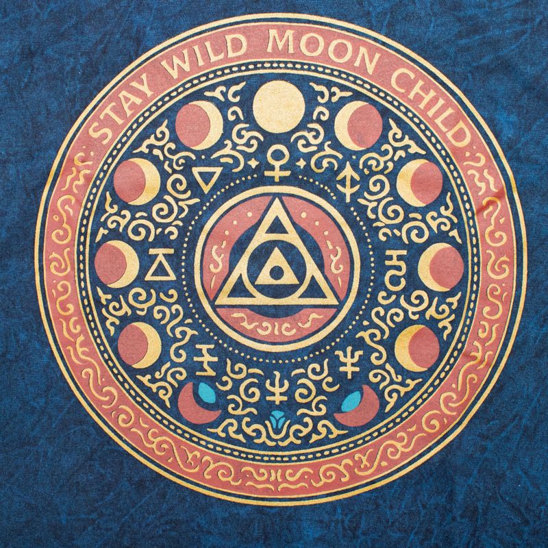 Nomad Sari steinwaschene Baumwoll-T-Shirt - Bleib wild, Mondkind - Blau - Klein
