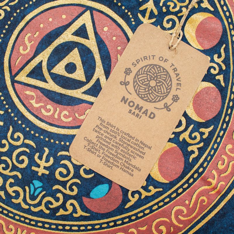Nomad Sari steinwaschene Baumwoll-T-Shirt - Bleib wild, Mondkind - Blau - Klein