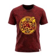 Nomad Sari steingewaschene Baumwoll-T-Shirt - Drachen-Mandala - Burgunderrot - Klein
