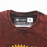 Nomad Sari steingewaschene Baumwoll-T-Shirt - Drachen-Mandala - Burgunderrot - Klein