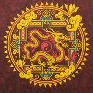 Nomad Sari steingewaschene Baumwoll-T-Shirt - Drachen-Mandala - Burgunderrot - Klein