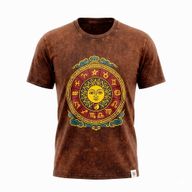 Nomad Sari Stonewashed Baumwoll-T-Shirt - Sonne & Sternzeichen - Braun - Klein