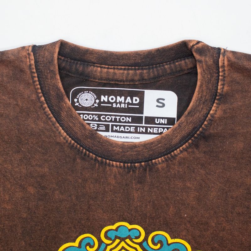 Nomad Sari Stonewashed Baumwoll-T-Shirt - Sonne & Sternzeichen - Braun - Klein