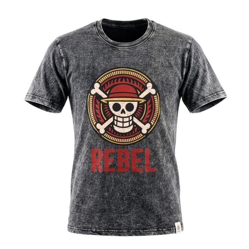 Nomad Sari Stonewashed Baumwoll-T-Shirt - Rebel - Anthrazit - Klein