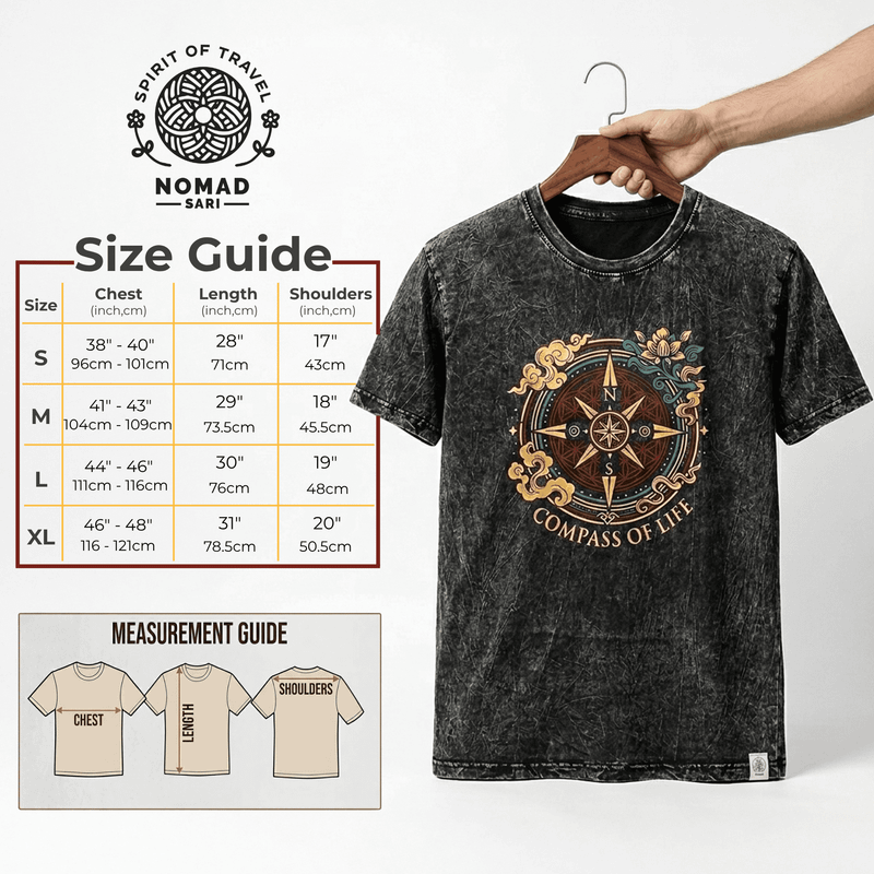 Nomad Sari Stonewashed Baumwoll-T-Shirt - Sonne & Sternzeichen - Braun - Klein
