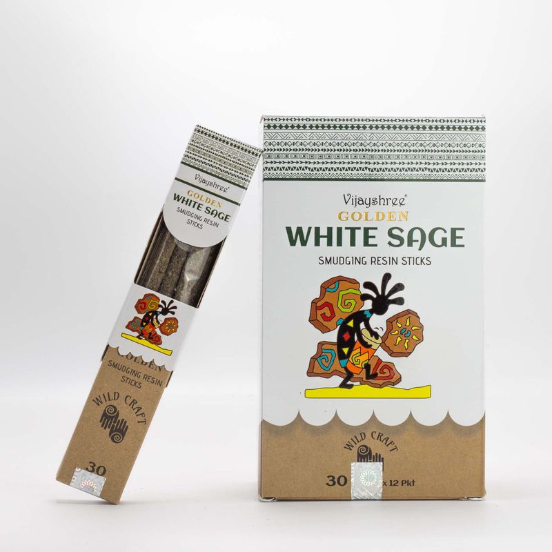 30 g Goldene Weiße Salbei-Räucherstäbchen aus Harz (6 Stück)