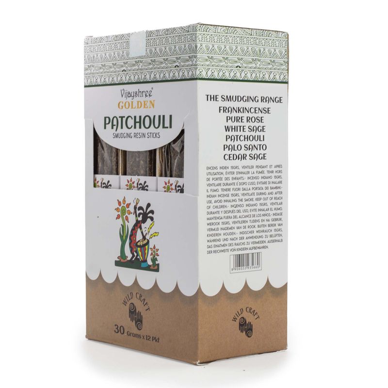 30 g Goldene Patchouli-Räucherstäbchen aus Harz (6 Stück)