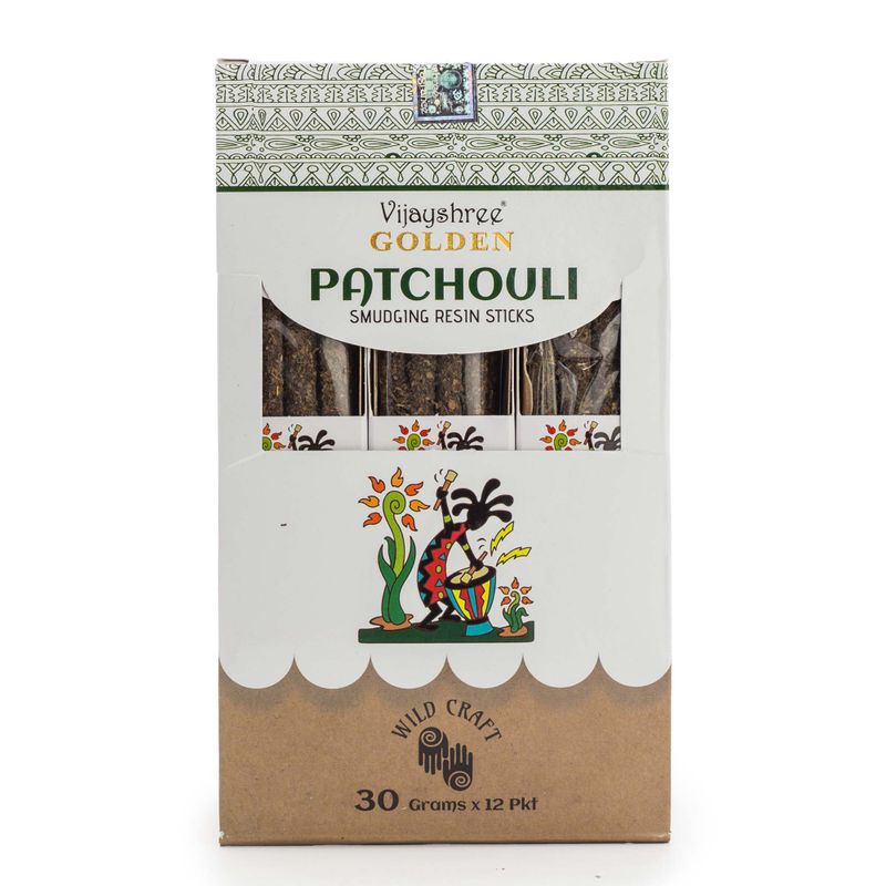 30 g Goldene Patchouli-Räucherstäbchen aus Harz (6 Stück)