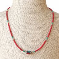 Nepalesische Halskette mit extra feinem Edelstein - Tribal-Perle aus Koralle