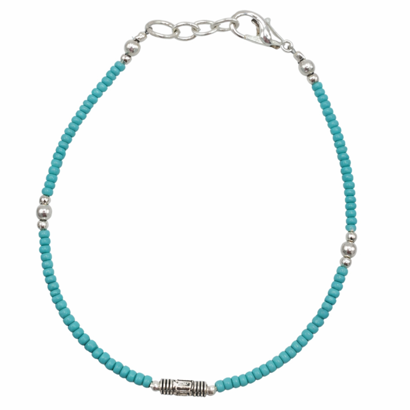 Nepalesisches Armband mit extrafeinen Edelsteinen – Türkis und Tropfenform