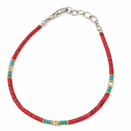 Nepalesisches Armband mit extra feinem Edelstein - Tribal-Perle aus Koralle