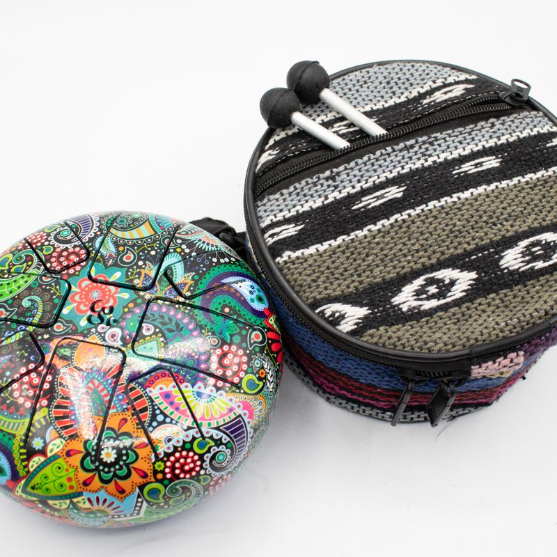 Low Med Happy Drum Mandala Blatt - 14x7cm
